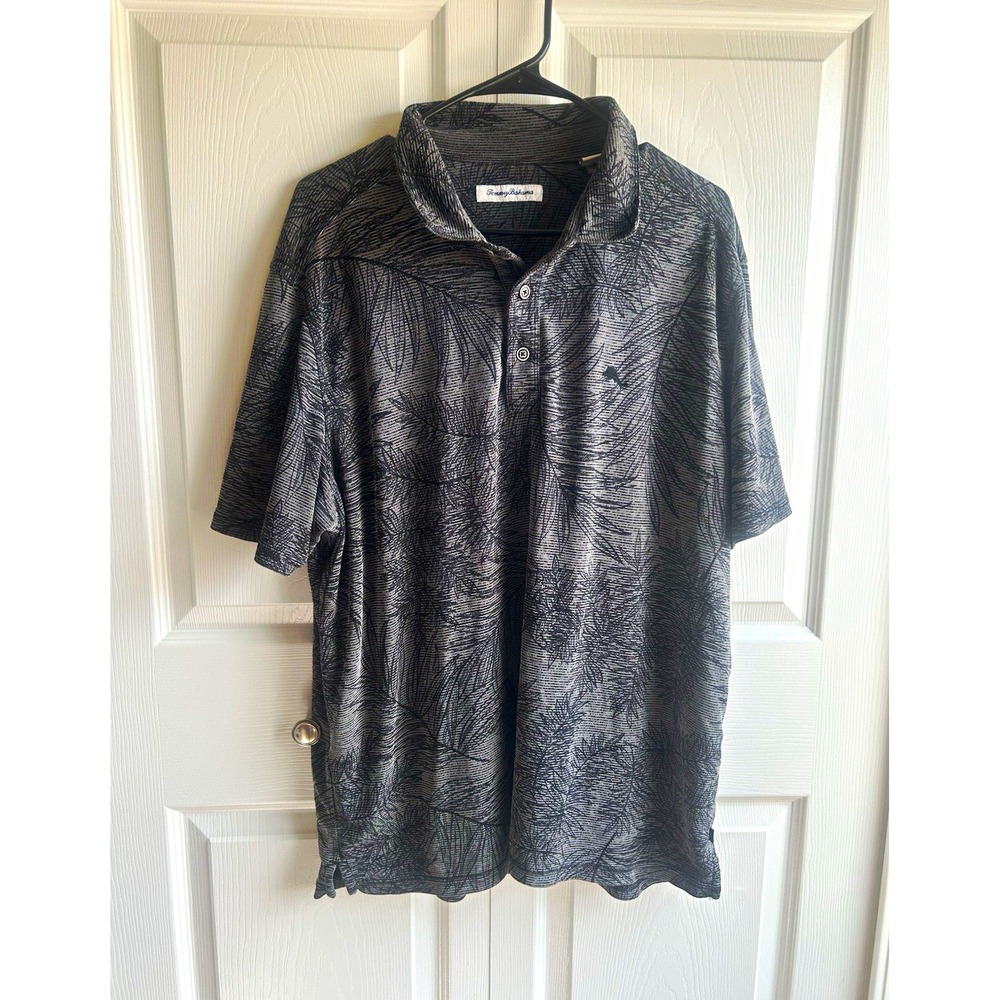 Tommy Bahama Men's Gray/Black Tropical Modal/Poly Polo Shirt w/ Logo - XL